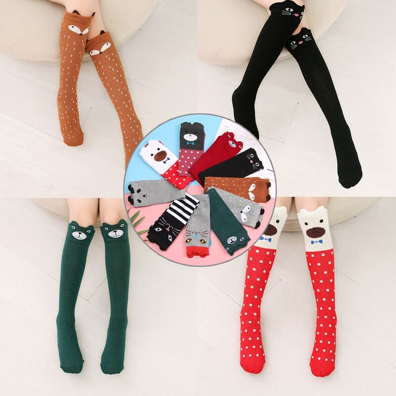 Tüdruku sokid 3-12 aastat vanad puuvillased uus suveversioon Long Tube Printsess Laste põlve sokid Laste tantsusokid