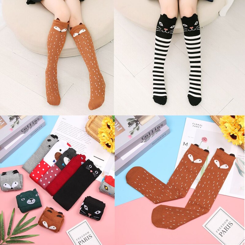 Tüdruku sokid 3-12 aastat vanad puuvillased uus suveversioon Long Tube Printsess Laste põlve sokid Laste tantsusokid