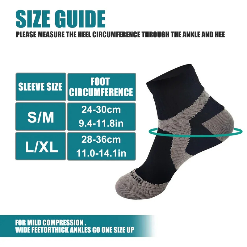 1 ζευγάρι Αθλητικές κάλτσες συμπίεσης για άνδρες και γυναίκες Κυκλοφορία - Υποστήριξη αστραγάλου τόξου για αθλητικό τρέξιμο ιατρικής ποδηλασίας Γυμναστήριο Αρχική