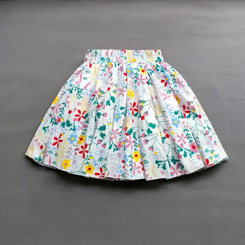 Vaikiški mergaičių klostuoti sijonai Korėjos princesės mergaičių medvilninis margintas didelis sijonas vaikams Gėlėtas pūkuotas sijonas vakarėliui Vaikiški drabužiai