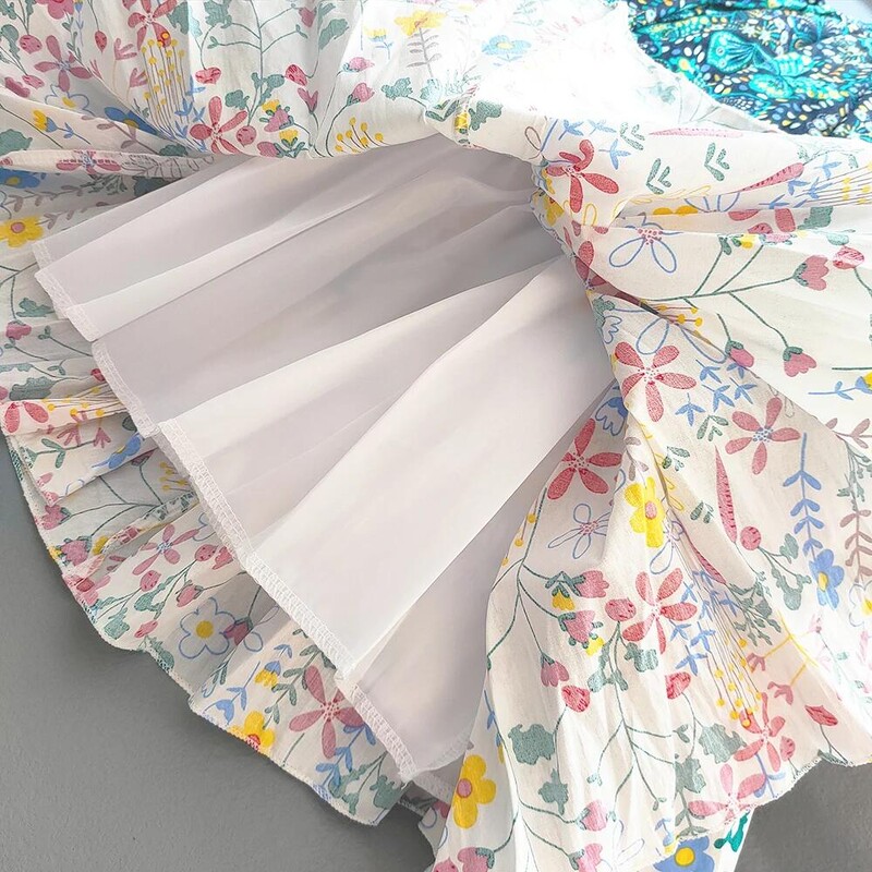 Vaikiški mergaičių klostuoti sijonai Korėjos princesės mergaičių medvilninis margintas didelis sijonas vaikams Gėlėtas pūkuotas sijonas vakarėliui Vaikiški drabužiai
