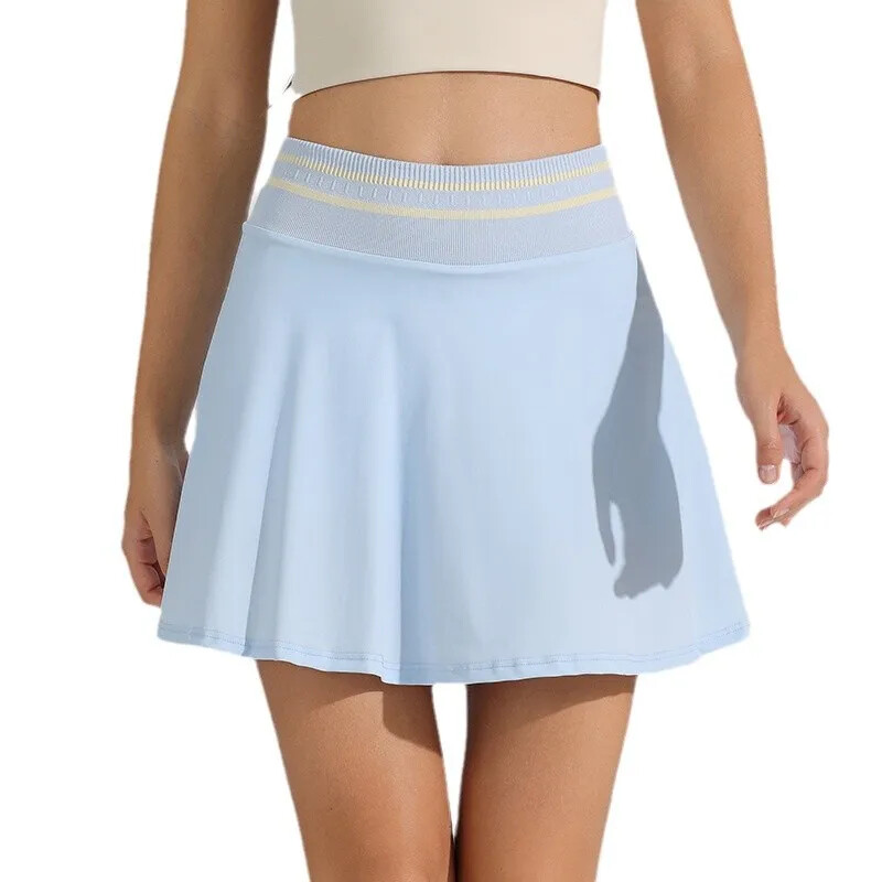 Sieviešu mini kleita ar augstu vidukli ar augstu vidukli, kas paredzēta skriešanai, fitnesa profesionālai ātri nožūstošai divdaļīgai Illusion tenisa svārku bikses