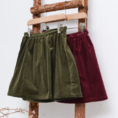 Retro velveta mini svārki ar augstu vidukli meitenēm 2025. gada pavasarī, jaunas regulējamas pogas, elastīgas jostasvietas, brīvi bērnu svārki 여아 겨울옷