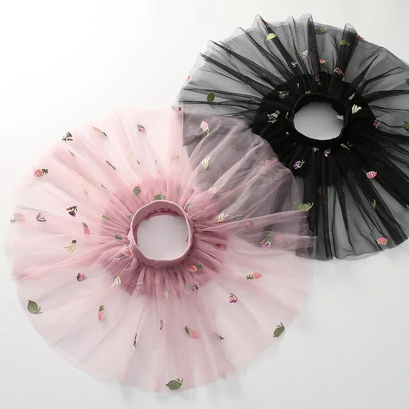 Meiteņu svārki Īsi Skaistums Meiteņu Dzija Svārki Zīdaiņiem Meiteņu Puff Svārki Vasaras Tīkla Izšūti Princeses Svārki Bērnu Apģērbi