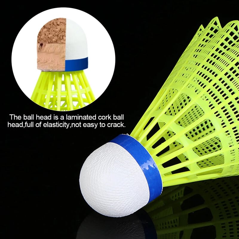 6 vnt/komplektas Nailono Shuttlecock stalo pluošto rutulinė galvutė, pilnai apvali vilnos stiliaus plastikinis badmintonas, skirtas treniruotėms lauke, patvarus