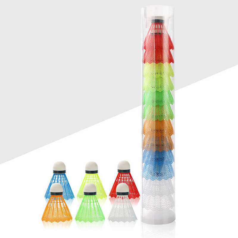 12 vnt. nailoniniai badmintono kamuoliukai, patvarūs lengvi treniruočių kamuoliai, plastikiniai šaudykliniai kamštienos formos galvutės lauko sportiniai badmintono priedai