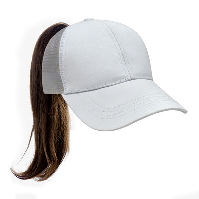 Класическа едноцветна дамска лятна мрежеста бейзболна шапка с конска опашка, регулируема дишаща шапка за слънце за спорт на открито