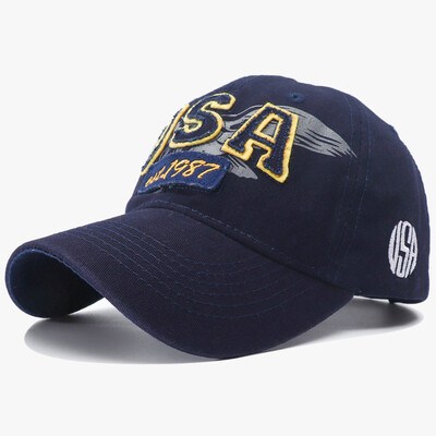 Памучна бейзболна шапка - ретро измит стил, регулируема унисекс шапка, идеална слънцезащита за дейности на открито, буквен печат Des