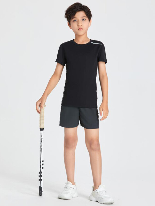 Vasaras ātri žūstošs, sviedrus absorbējošs bērniem pusaudžiem, sportam, skriešanai, T-krekls ar īsām piedurknēm Ērts, elpojošs, ātri žūstošs tops