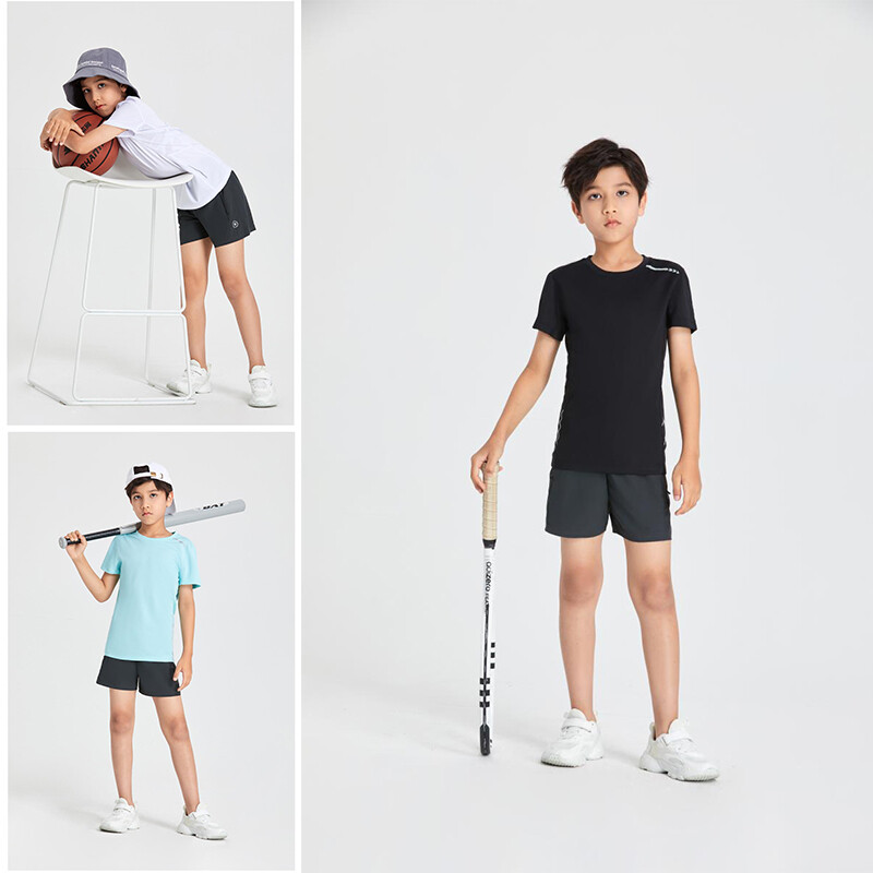 Vasaras ātri žūstošs, sviedrus absorbējošs bērniem pusaudžiem, sportam, skriešanai, T-krekls ar īsām piedurknēm Ērts, elpojošs, ātri žūstošs tops