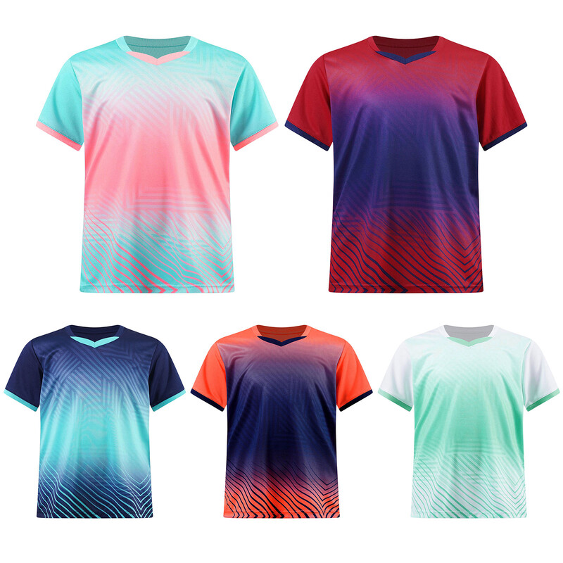 Bērnu zēnu sporta krekls T-krekls Svītras Gradients Futbola Džērsija Ātri žūstošs Elpojošs Atlētisks Tops Treniņam Treniņam Skriešanai