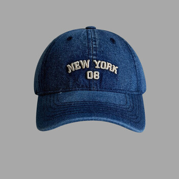 Καπέλο μπέιζμπολ New York 08 Cowboy, Καπέλα Unisex, Καλοκαίρι, Καπέλο μπέιζμπολ με μονόγραμμα, Καπέλο με επίπεδο γείσο Πάπια Καπέλο γλώσσας