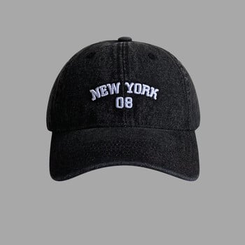 Καπέλο μπέιζμπολ New York 08 Cowboy, Καπέλα Unisex, Καλοκαίρι, Καπέλο μπέιζμπολ με μονόγραμμα, Καπέλο με επίπεδο γείσο Πάπια Καπέλο γλώσσας