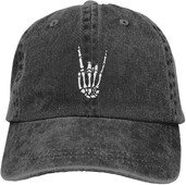 Бейзболна шапка Rock N Roll Skeleton Hand Casquette за мъже, жени, регулируема реколта, изпрани памучни денини, класически шапки, татко шапка
