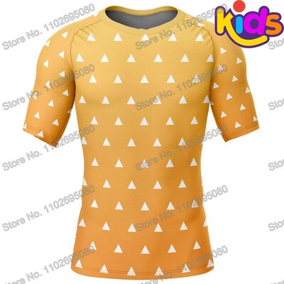 Kids Demon Slayer Cartoon Anime Surf Clothing BJJ MMA Boys Rash Guard Diving T-shirt Sight Swimwear Summer Beach Floatsuit Girls