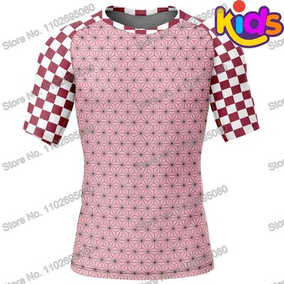 Kids Demon Slayer Cartoon Anime Surf Clothing BJJ MMA Boys Rash Guard Diving T-shirt Sight Swimwear Summer Beach Floatsuit Girls