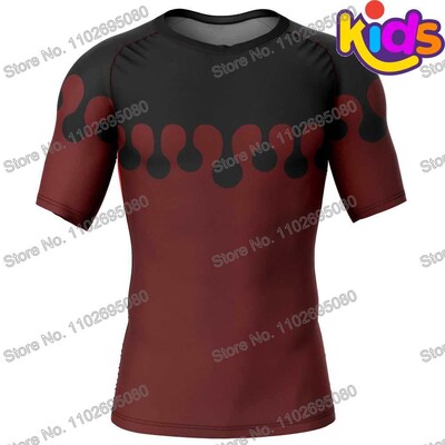 Kids Demon Slayer Cartoon Anime Surf Clothing BJJ MMA Boys Rash Guard Diving T-shirt Sight Swimwear Summer Beach Floatsuit Girls