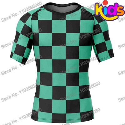 Kids Demon Slayer Cartoon Anime Surf Clothing BJJ MMA Boys Rash Guard Diving T-shirt Sight Swimwear Summer Beach Floatsuit Girls