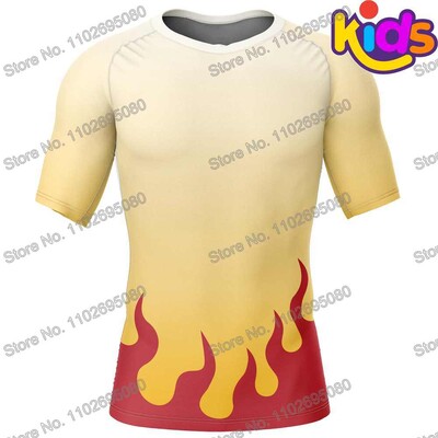 Kids Demon Slayer Cartoon Anime Surf Clothing BJJ MMA Boys Rash Guard Diving T-shirt Sight Swimwear Summer Beach Floatsuit Girls