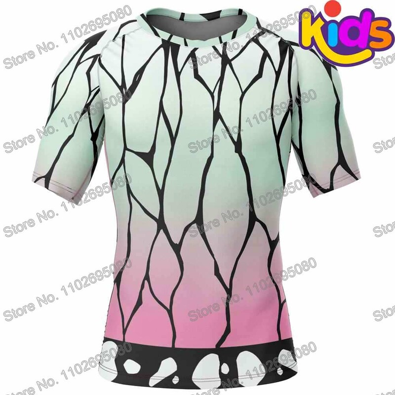 Bērnu dēmonu slepkava multfilma Anime sērfošanas apģērbi BJJ MMA zēni Rash Guard niršanas T-krekls pieguļošs peldkostīms vasaras pludmales peldkostīms meitenēm