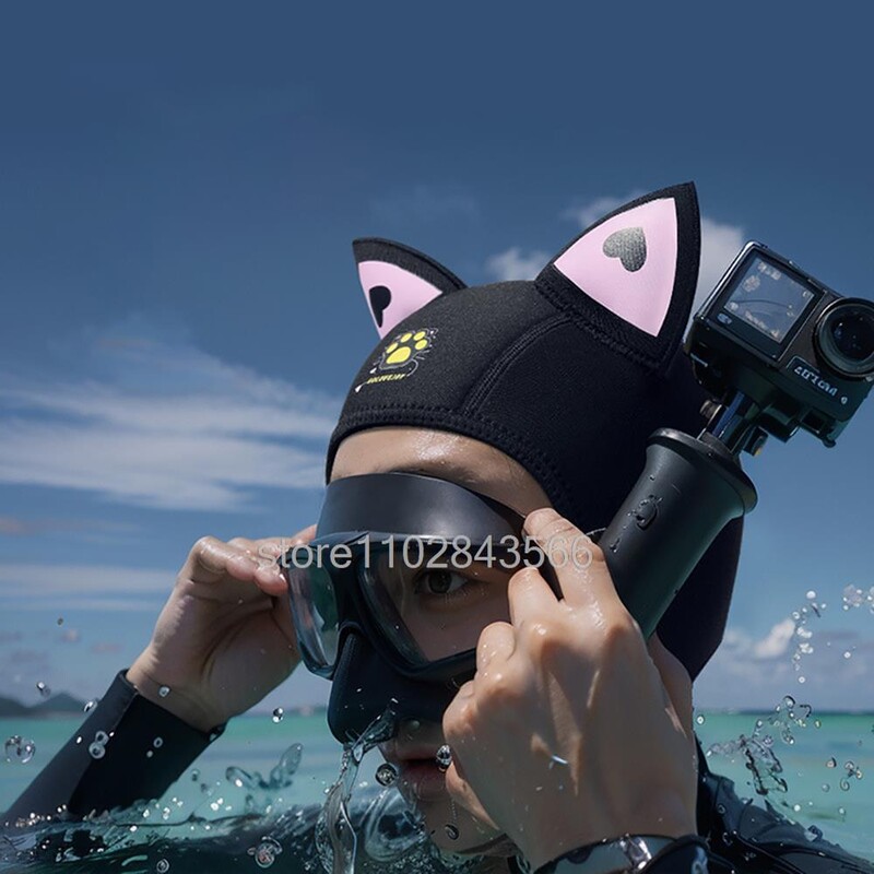 Ronilačka kapuljača od 3 mm, ženske mačje uši, neoprenska kapuljača za ronjenje, vodootporna kapa odijela, kapa s kapuljačom, kape za ronjenje s remenom za bradu