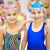 Augstas kvalitātes silikona peldcepure karikatūra haizivis ūdensnecaurlaidīgs peldēšanas aprīkojums, izturīgs aizsargāt ausis bērnu baseina cepure