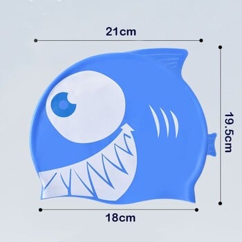 Висококачествена силиконова шапка за плуване Карикатура Акула Водоустойчиво плувно оборудване Издръжлива защита на ушите Детска шапка за басейн