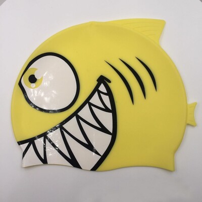 Augstas kvalitātes silikona peldcepure karikatūra haizivis ūdensnecaurlaidīgs peldēšanas aprīkojums, izturīgs aizsargāt ausis bērnu baseina cepure