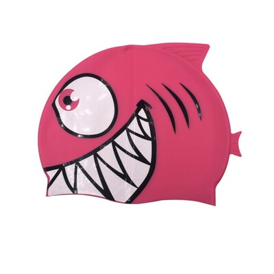 Augstas kvalitātes silikona peldcepure karikatūra haizivis ūdensnecaurlaidīgs peldēšanas aprīkojums, izturīgs aizsargāt ausis bērnu baseina cepure