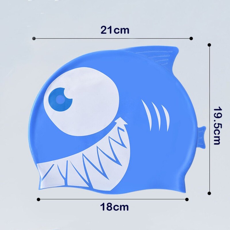 Augstas kvalitātes silikona peldcepure karikatūra haizivis ūdensnecaurlaidīgs peldēšanas aprīkojums, izturīgs aizsargāt ausis bērnu baseina cepure