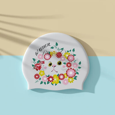 Moderna, apdrukāta silikona peldcepure Ausu aizsardzība, nesavelkama ūdensizturīga pieaugušo sieviešu peldcepure