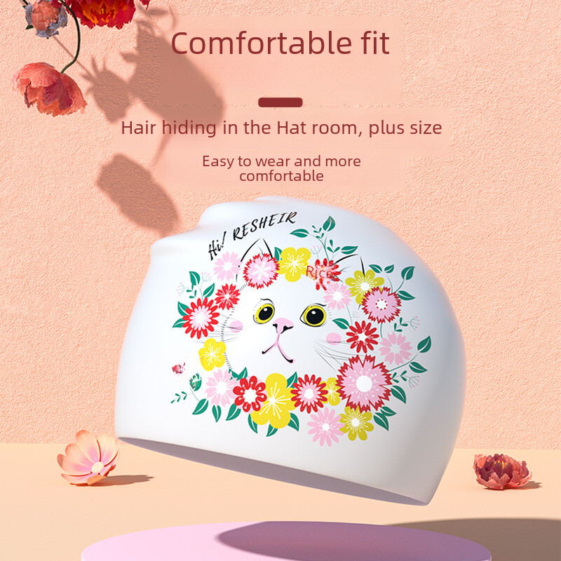 Moderna, apdrukāta silikona peldcepure Ausu aizsardzība, nesavelkama ūdensizturīga pieaugušo sieviešu peldcepure