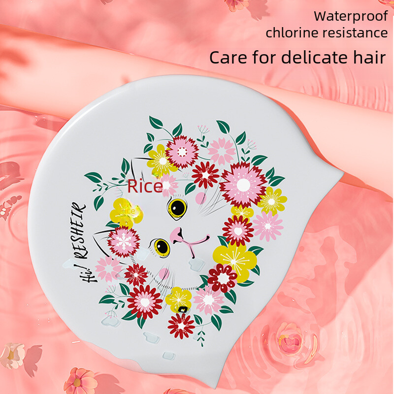 Moderna, apdrukāta silikona peldcepure Ausu aizsardzība, nesavelkama ūdensizturīga pieaugušo sieviešu peldcepure