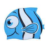 Удобна детска шапка за плуване против протичане Силиконова шапка за плуване с форма на симпатична рибка със защита за дълга коса за момчета и момичета