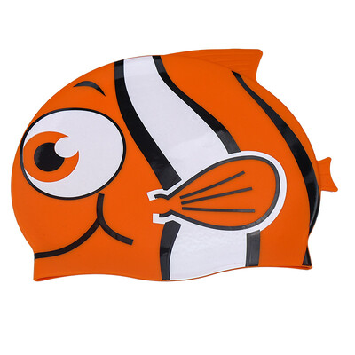 Удобна детска шапка за плуване против протичане Силиконова шапка за плуване с форма на симпатична рибка със защита за дълга коса за момчета и момичета