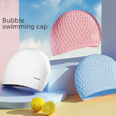 Голяма силиконова шапка за плуване Допълнителен дизайн с мехурчета Висока еластичност Водоустойчива защита за уши Подходяща дълга коса
