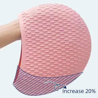 Голяма силиконова шапка за плуване Допълнителен дизайн с мехурчета Висока еластичност Водоустойчива защита за уши Подходяща дълга коса