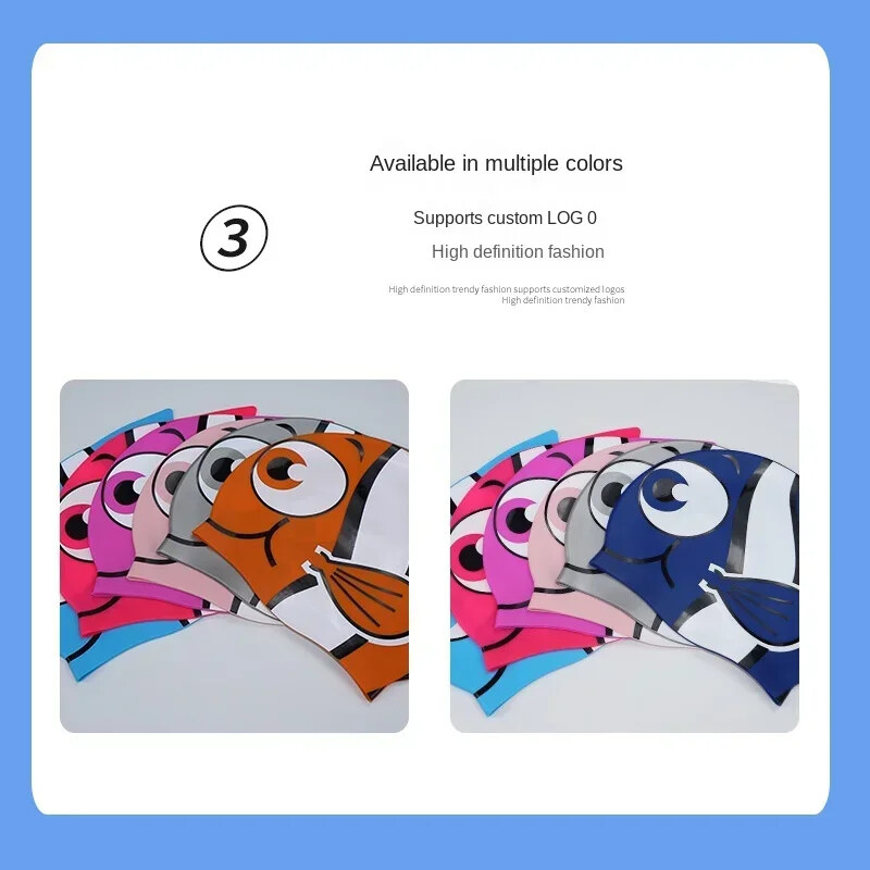 Dječja kapa za plivanje u obliku ribe za dječake i djevojčice Slatka profesionalna silikonska kapa za plivanje za žene