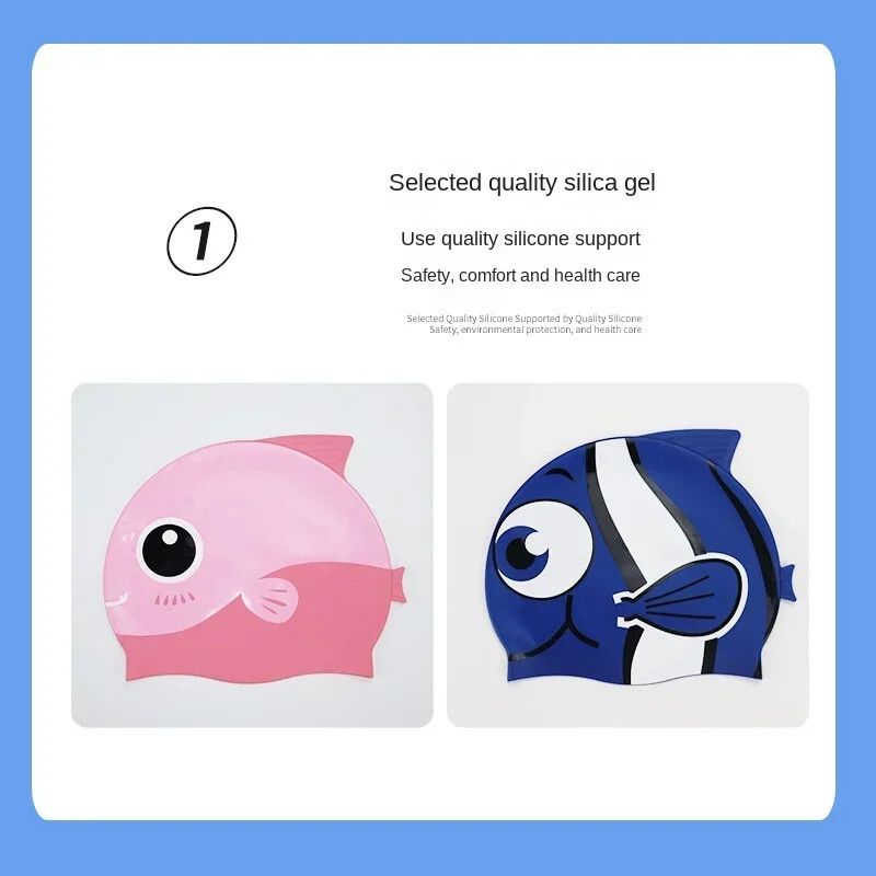 Dječja kapa za plivanje u obliku ribe za dječake i djevojčice Slatka profesionalna silikonska kapa za plivanje za žene