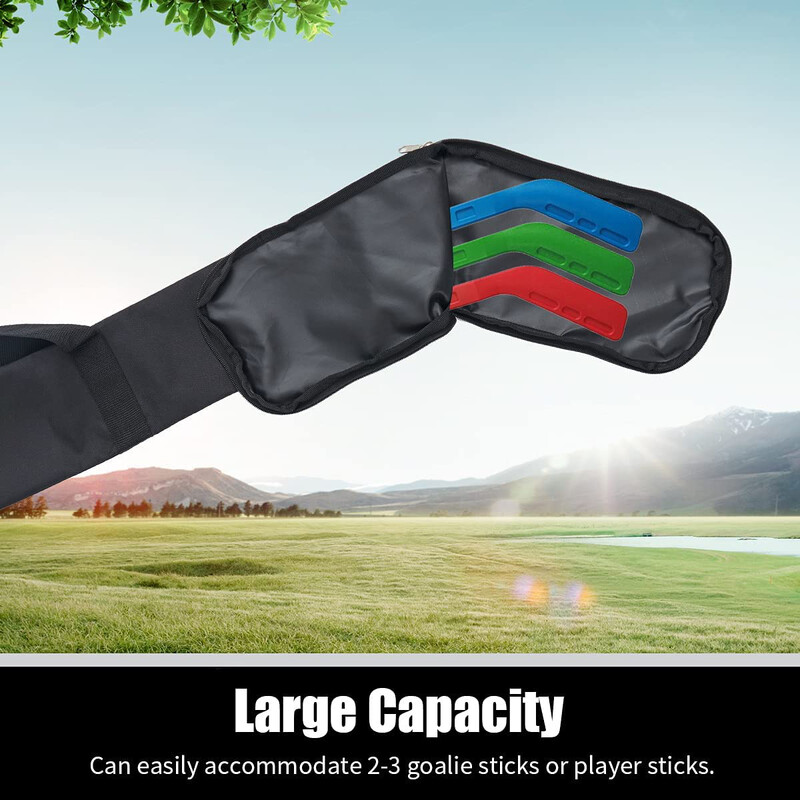 Kaasaskantav ühe õlaga jäähokikepi kott Kvaliteetne must hele veekindel kepp, reguleeritav hokikepi jaoks