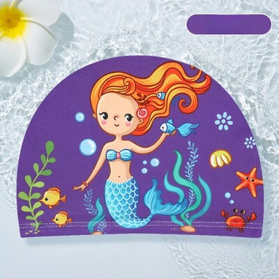 Jauka multfilmu bērnu peldcepure unisex bērnu vannas cepure Augstas kvalitātes auduma vāciņš vairumtirdzniecība OEM pasūtījuma apdrukāta bērnu cepure