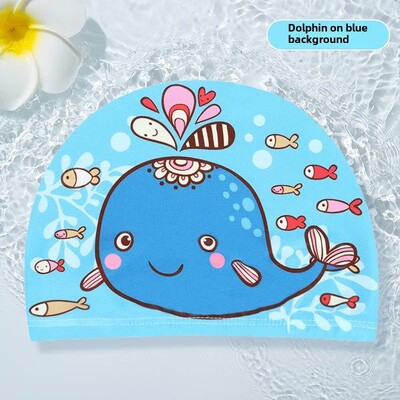 Jauka multfilmu bērnu peldcepure unisex bērnu vannas cepure Augstas kvalitātes auduma vāciņš vairumtirdzniecība OEM pasūtījuma apdrukāta bērnu cepure