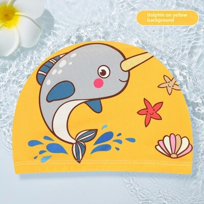 Jauka multfilmu bērnu peldcepure unisex bērnu vannas cepure Augstas kvalitātes auduma vāciņš vairumtirdzniecība OEM pasūtījuma apdrukāta bērnu cepure