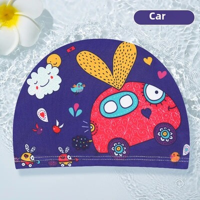 Jauka multfilmu bērnu peldcepure unisex bērnu vannas cepure Augstas kvalitātes auduma vāciņš vairumtirdzniecība OEM pasūtījuma apdrukāta bērnu cepure