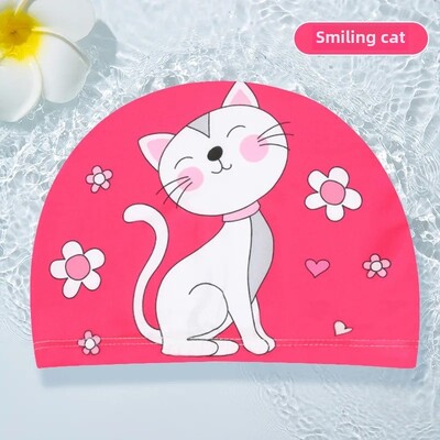 Jauka multfilmu bērnu peldcepure unisex bērnu vannas cepure Augstas kvalitātes auduma vāciņš vairumtirdzniecība OEM pasūtījuma apdrukāta bērnu cepure