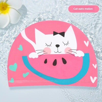 Jauka multfilmu bērnu peldcepure unisex bērnu vannas cepure Augstas kvalitātes auduma vāciņš vairumtirdzniecība OEM pasūtījuma apdrukāta bērnu cepure