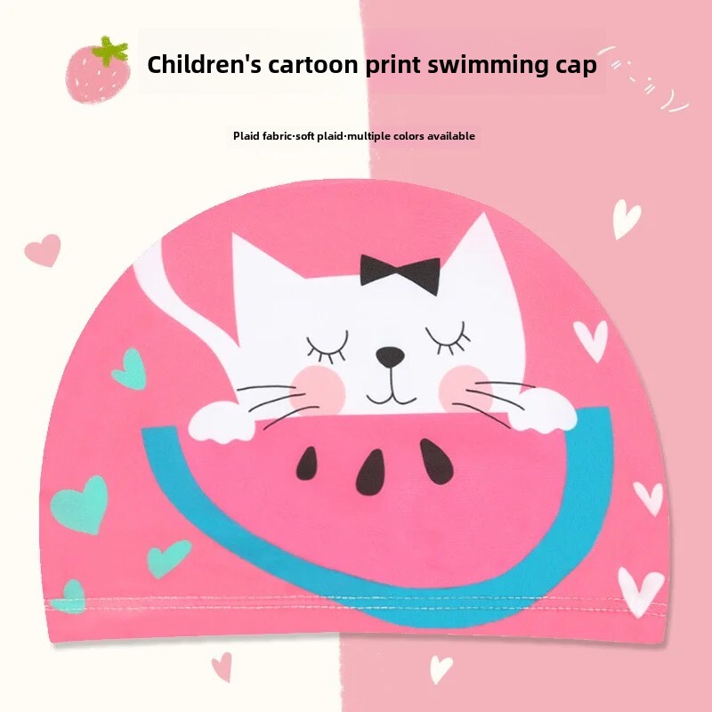 Jauka multfilmu bērnu peldcepure unisex bērnu vannas cepure Augstas kvalitātes auduma vāciņš vairumtirdzniecība OEM pasūtījuma apdrukāta bērnu cepure
