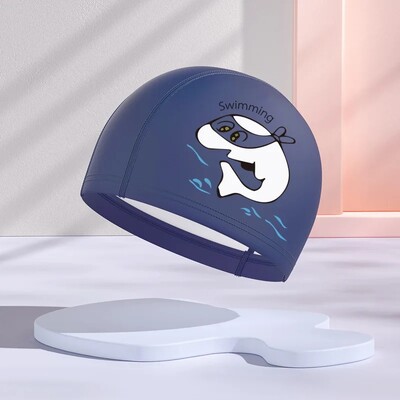 Jauna dizaina PU slāņa bērnu peldcepure, ūdensnecaurlaidīga brīvi pieguļoša multfilma, jauks stils vidējiem un maziem bērniem vairumtirdzniecība