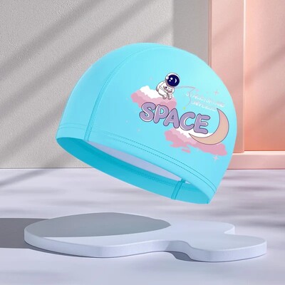 Jauna dizaina PU slāņa bērnu peldcepure, ūdensnecaurlaidīga brīvi pieguļoša multfilma, jauks stils vidējiem un maziem bērniem vairumtirdzniecība