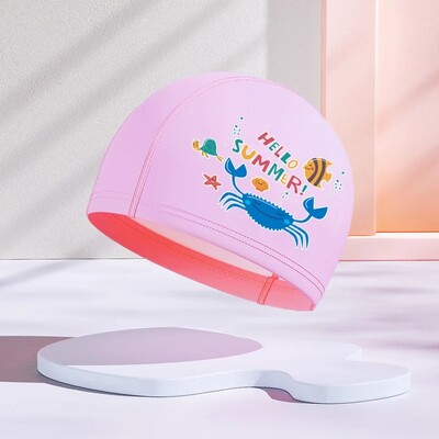 Jauna dizaina PU slāņa bērnu peldcepure, ūdensnecaurlaidīga brīvi pieguļoša multfilma, jauks stils vidējiem un maziem bērniem vairumtirdzniecība